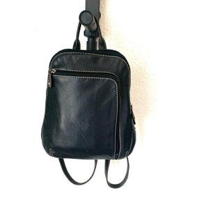 Genuine Leather Black Backpack Book Bag Purse